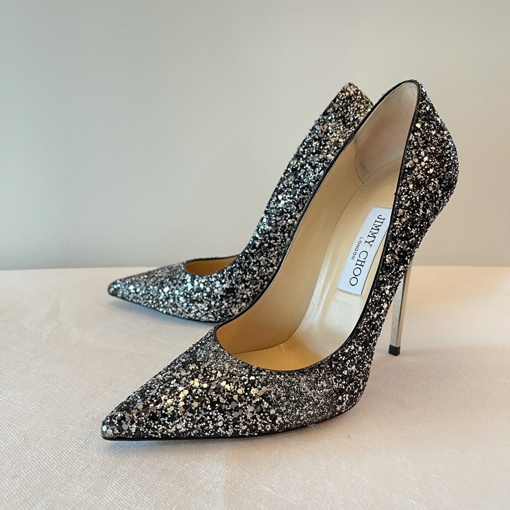 ❌🚫Sold 🚫❌! ! ! Jimmy Choo Anouk ombré 120mm glitter 38.5 - Picture 5 of 7